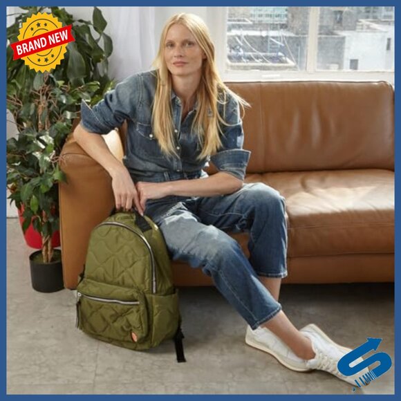 Quilted Nylon Travel Backpack with Laptop Sleeve and Trolley Pass-Through main image 5